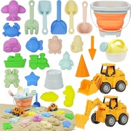 Zabawki Plażowe Zestaw Zabawek do Piasku 25 szt Foremki Wiaderko Koparki