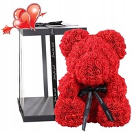 MIŚ RÓŻ 25CM MIŚ Z PŁATKÓW RÓŻ MISIEK CZERWONY WALENTYNKI DZIEŃ KOBIET