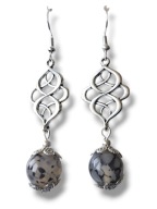 AW58 Kolczyki kamienie AGAT WĘŻOWY