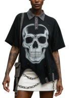 Redesign re design koszulka bluzka czaszka asymetryczna jeans s m l