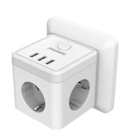 KOSTKA ROZGAŁEZNIK Z GNIAZDKAMI I PORTAMI USB JINGMIN 3xUSB + GNIAZDA 230V
