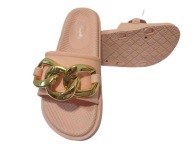 KLAPKI DAMSKIE Z ŁAŃCUCHEM BRUDNY RÓŻ PRETY r. 37 nr 746A