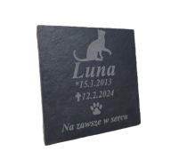 Personalizowany nagrobek dla kota z łupku 10x10 cm