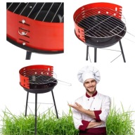 GRILL GRIL WĘGLOWY OGRODOWY OKRĄGŁY MAŁY CHROMOWANY RUSZT BALKONOWY TRÓJNÓG