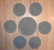 Serwetki, podkładki - 1x duża i 6x mała - szydełko