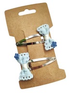 Spineczki mini spinki do włosów pyk klik boho kokardki kwiatuszki niebieski