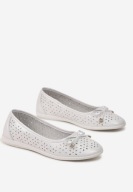 Białe Balerinki Ażurowe z Ozdobną Kokardką R 32