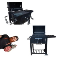 GRILL WĘGLOWY DUŻY ŻELIWNY POPIELNIK RUSZT OGRODOWY Z POKRYWĄ PRZENOŚNY