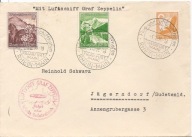 GRAF ZEPPELIN -koperta stemple -1938 rok znaczki SUDETENLAND
