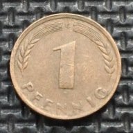 *NIEMCY [0205]*1 fenig 1949 *J* Niemcy Zachodnie (RFN) Kłosy, Liście dębu