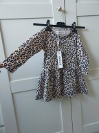 Sukienka Bawełniana 86–92 | 18–24 m | Kolorowa Panterka | Długi Rękaw