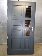 DRZWI Zewnętrzne Dębowe Drewniane Dąb Wejściowe 110x210cm Antracyt