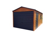 Garaż blaszany 3x5 Dwuspadowy Drewnopodobny BTX Złoty dąb Brama uchylna