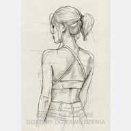 Kobieta plecy tył szkic zarys ołówek obraz na płótnie 55x80 do salonu art