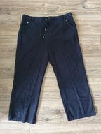 Spodnie damskie 16/44 PETITE czarne len z regulowanym pasem