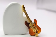 Broszka Gitara Elektryczna z Bursztynem – pozłacane srebro 925