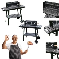 DUŻY GRILL WĘGLOWY OGRODOWY NA TARAS RUSZT STALOWY KÓŁKA ROŻEN STALOWY