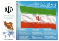 Pocztówka Iran 2021 mapa flaga godło obieg do Polski