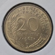 *FRANCJA [0112]*20 centymów CENTIMES 1963 Piąta Republika, Marianna Rośliny