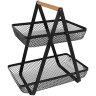 KOSZYK KOSZ NA OWOCE PRZYPRAWY CZARNY DWUPOZIOMOWY SOLIDNY