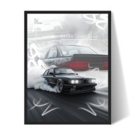 Plakat BMW E30 w ramce 30x40 cm obraz samochodu prezent