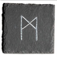 Podkładka Pod Kubek | Kamień Łupkowy | Runa Mannaz | Grawer | Kwadratowa