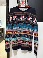 Ś Sweter George świąteczny Bożonarodzeniowy Święty Mikołaj w rakiecie L