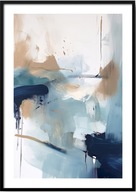 A2 PLAKAT OBRAZ ABSTRAKCJA AKWARELA SZTUKA, BŁĘKIT GRANAT BIEL BRĄZ, NR 1