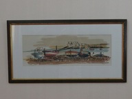 Obraz, litografia barwna'' Łodzie '' Wiedeman 1961
