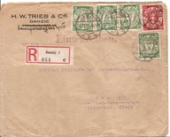 GDAŃSK DANZIG -koperta firmowa -H.W.TRIEB -obieg 1924 rok znaczki erka