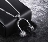 Naszyjnik chain słuchawki headphones srebrny rap prezent streetwear
