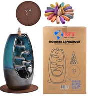 ZESTAW KOMINEK ZAPACHOWY WODOSPAD CERAMICZNY KADZIDŁO + KNOTY x30 AKCESORIA