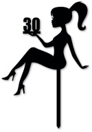 Topper na tort - kobieta z cyfrą 30 lat urodziny trzydziestka