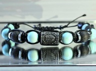 BRANSOLETKA RUNA STAL NIERDZEWNA VALKNUT KAMIEŃ HOWLIT LAWA NA WYMIAR