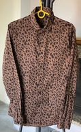 C Koszula Asos czekoladowy brąz slim zwierzęce wzory S