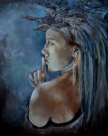 ANNA KOTARSKA-PTASIE SZEPTY-BARDZO DUŻY OBRAZ AKRYLOWY 80X100 CM