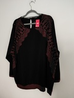 Czarna elegancka bluzka, koszula z koronką 56, 58