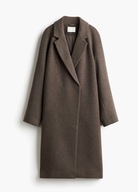 H & M płaszcz wełniany pudełkowy długi trencz klasyczny brązowy kawowy boho