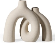 WAZON CERAMICZNY BEŻOWY 20CM BOHO NOWOCZESNY DEKORACYJNY NA KWIATY