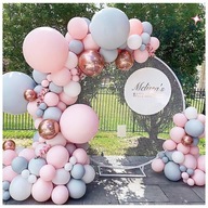 Girlanda Balonowa Balony na Chrzest Roczek Urodziny RÓŻOWE SZARE Urodzinowe