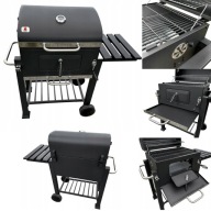 GRILL WĘGLOWY Z POKRYWĄ RUSZT ŻELIWNY REGULACJA PALENISKA TERMOMETR XXL