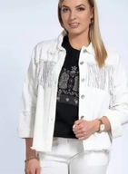 Kurtka damska ecru frędzle s/m jeans