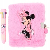 Zestaw Pamiętnik Pluszowy z Kłódką A6 + Długopis MYSZKA MINNIE