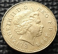 *WIELKA BRYTANIA [0636] *ONE 1 Funt 1998 *1 POUND Elizabeth II *RARYTAS*!