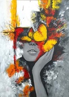 Motyle kobieta obraz malowany ręcznie duży Anpi 70x50 /75PatrykMit