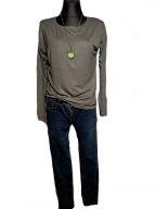 Szara bluzka długi rękaw groszki wiskoza r. XL