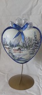 Bombka serce ręcznie zdobiona 15 CM decoupage SD31