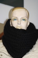 komin moher recznie robiony czarny rękodzieło