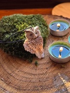 Puchacz Naszyjnik sowa rękodzieło żywica epoxydowa boho rzeźba handmade