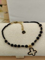 Blueberry bransoletka damska czarne kamyczki naturalne stal 316L - STYL